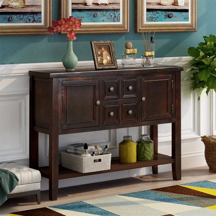 Small buffet outlet table with drawers